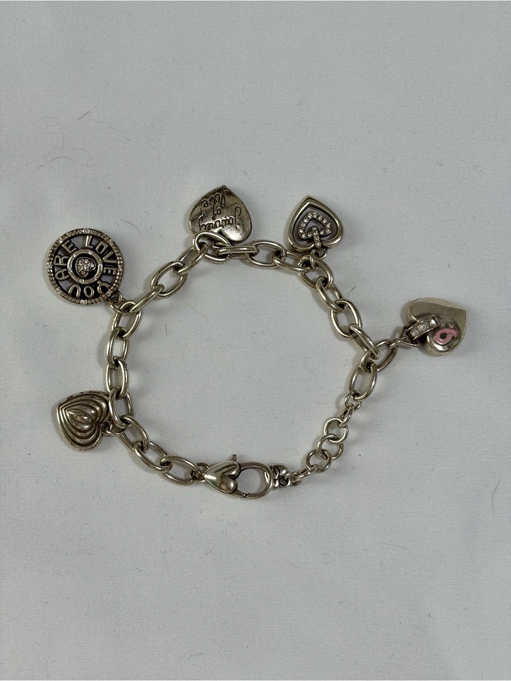 Vintage Brighton Retired Charm Bracelet 7” POWER OF PINK - Picture 2 of 4